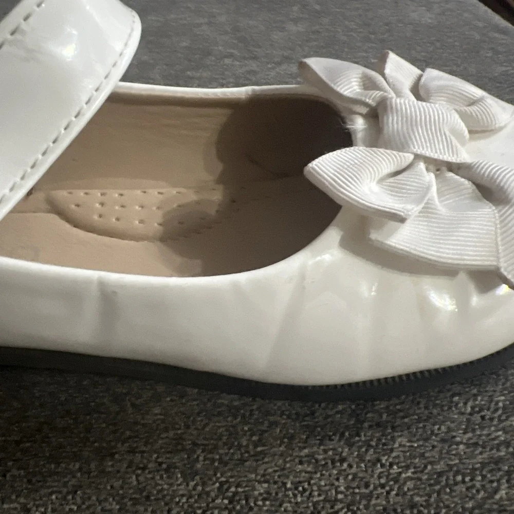 White Bow Mary Jane Flats Girls Toddler Kids Shoes‎ Size 13 Easter / Wedding